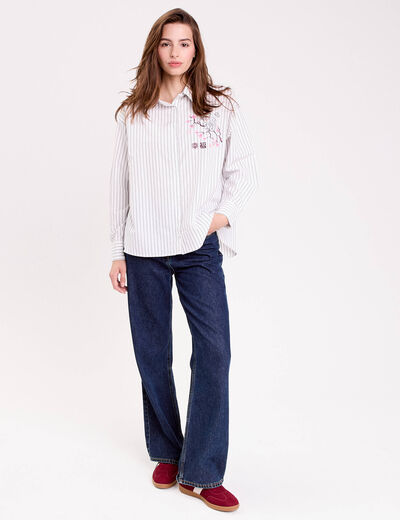 Chemise col chemise manches longues blanc femme