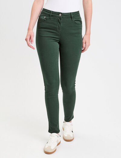Jeans slim 5 poches vert foncé femme