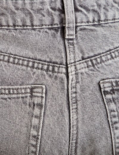 Jeans wide leg taille haute denim gris femme