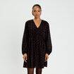 Robe en voile col V noir femme