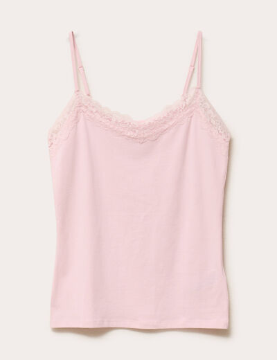 D&eacute;bardeur ajust&eacute; d&eacute;collet&eacute; dentelle rose clair femme