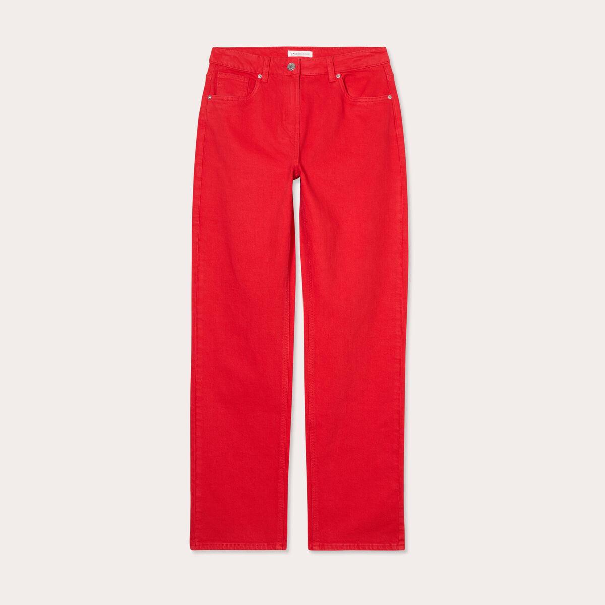 Jeans droit 5 poches rouge femme