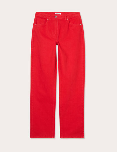 Jeans droit 5 poches rouge femme