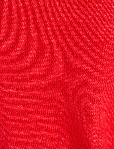 Pull manches longues col en V rouge femme
