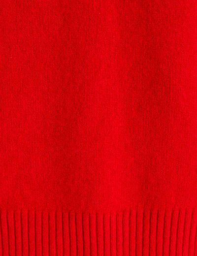 Pull col roul&eacute; manches longues rouge femme