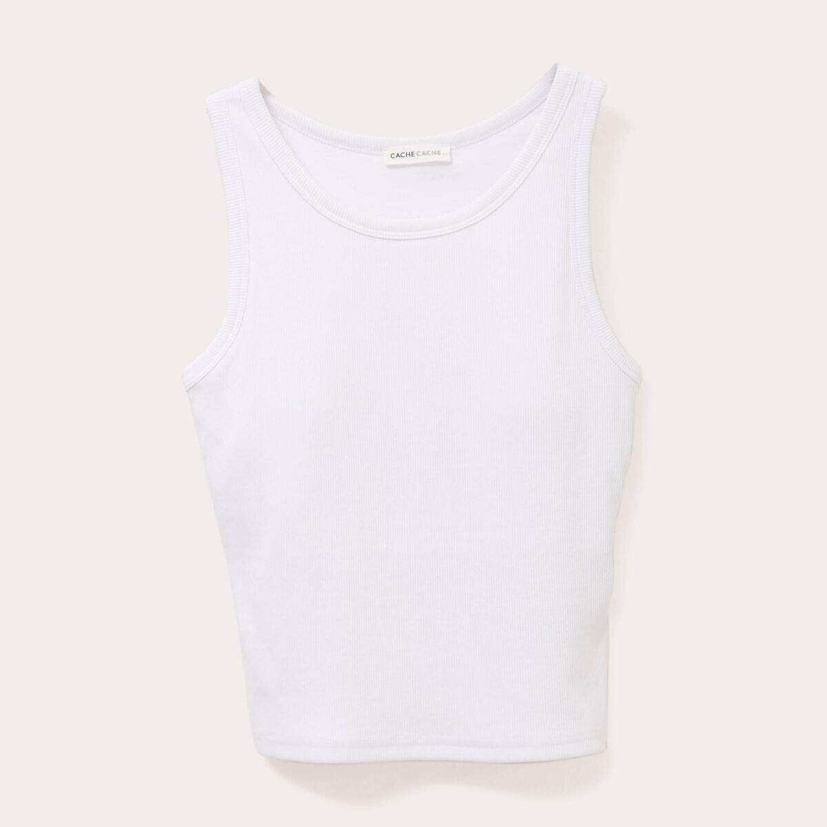 Débardeur côtelé blanc femme