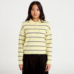 Polo manches longues col chemise jaune clair femme
