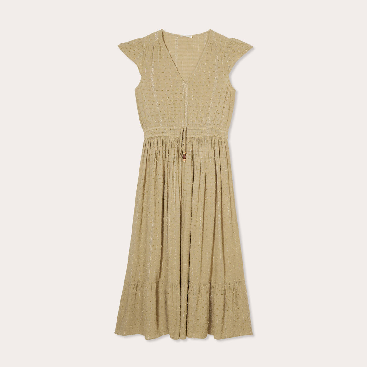 Robe longue évasée plumetis vert pastel femme