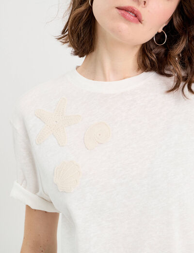 T-shirt manches courtes ecru femme
