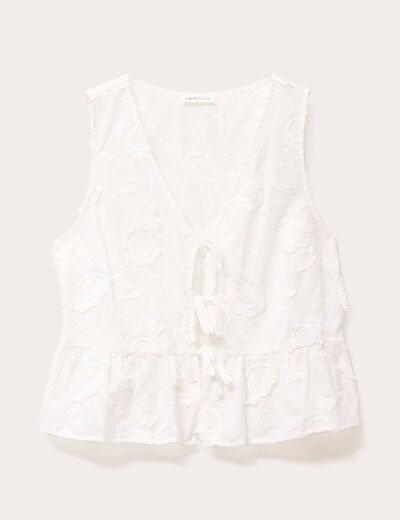 Blouse sans manches nouée blanc femme