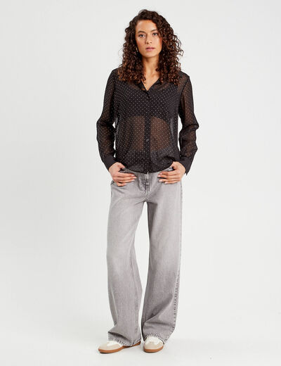 Chemise manches longues noir femme