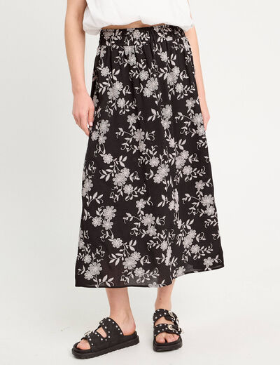 Jupe longue évasée noir femme