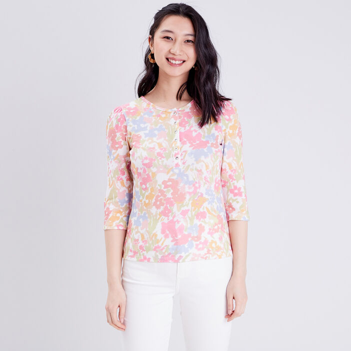 T-shirt manches 3/4 blanc femme