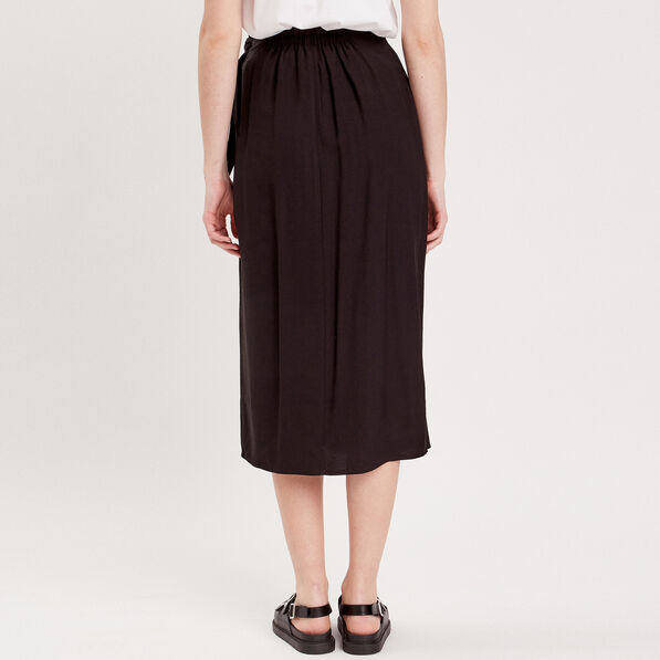 Jupe midi droite avec noeud noir femme