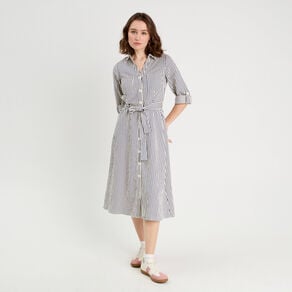 robe longue chemise ceinturee bleu marine femme Robe longue chemise ceinturée bleu marine femme