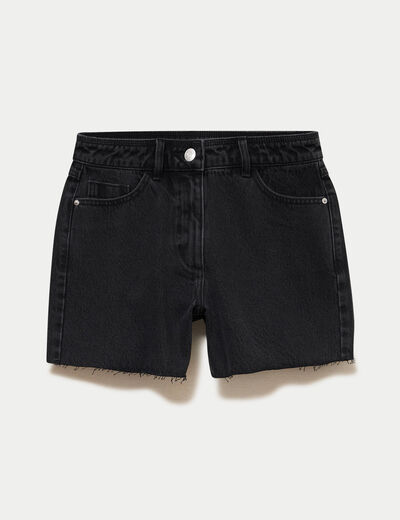 Short en jean 5 poches denim noir femme