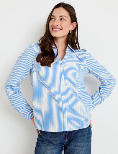 Chemise col classique bleu femme