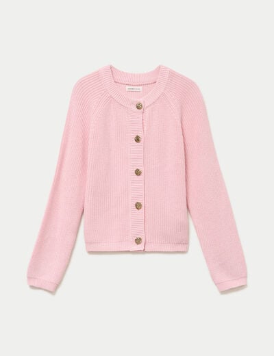 Gilet manches longues rose clair femme