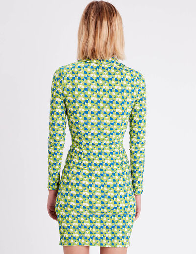 Robe ajustée froncée vert femme
