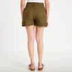 Jupe-short &eacute;vas&eacute;e en maille vert kaki femme