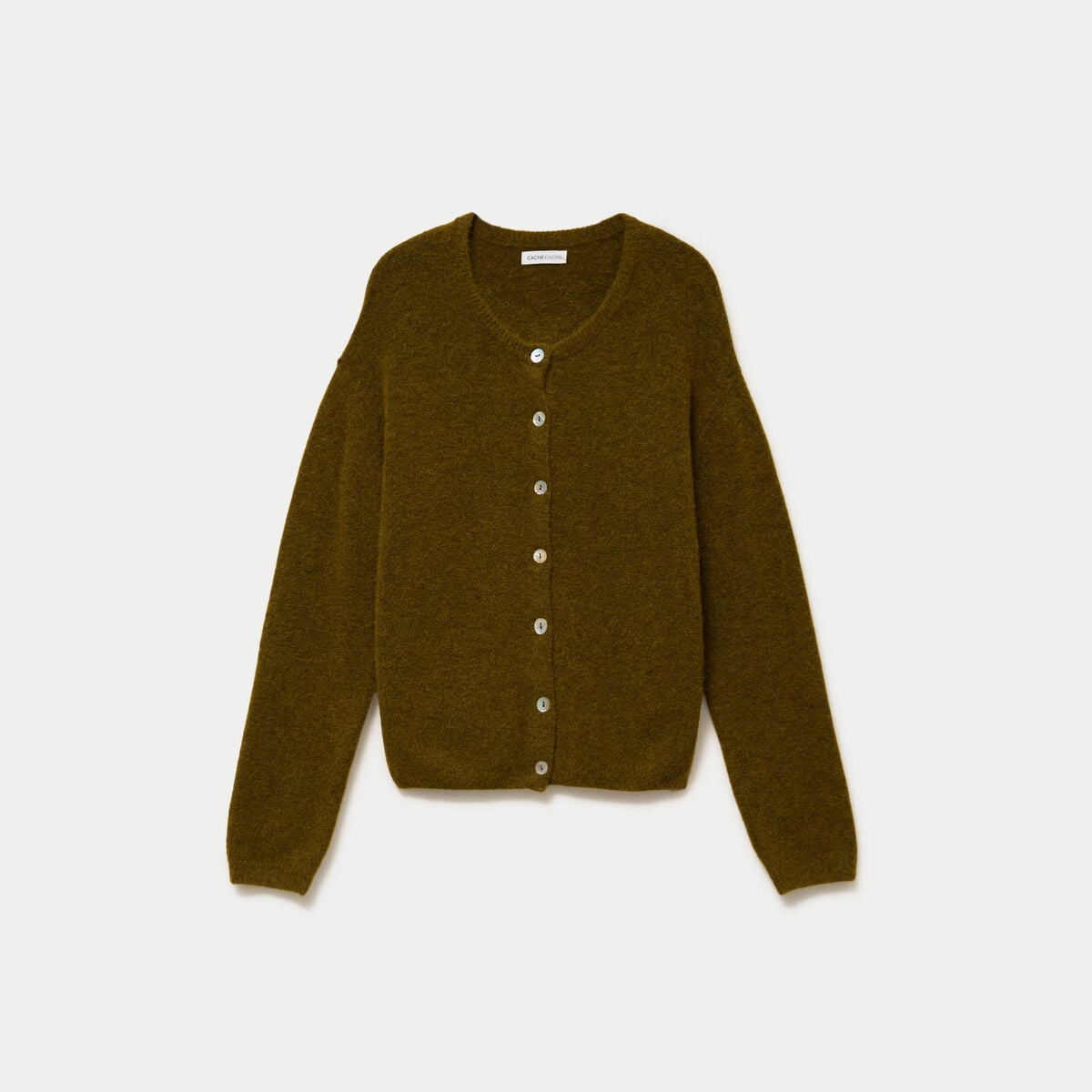 Gilet manches longues vert olive femme