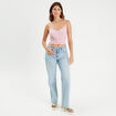 Blouse broderie anglaise rose poudrée femme