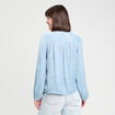 Blouse manches longues satin bleu clair femme