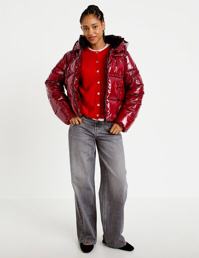 Gilet manches longues rouge femme