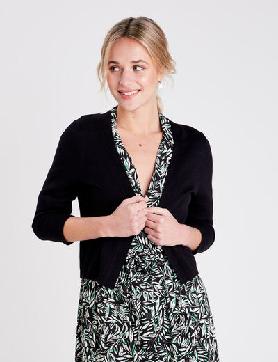 Gilet court ouvert noir femme