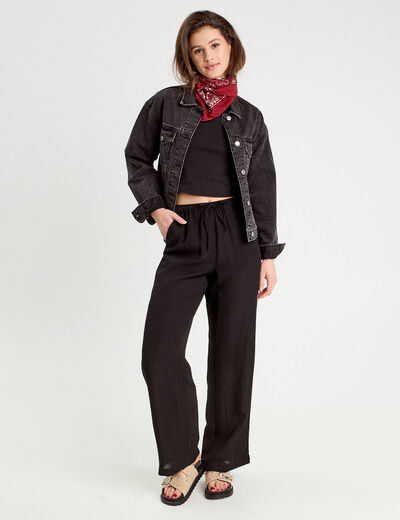 Pantalon large fluide noir femme