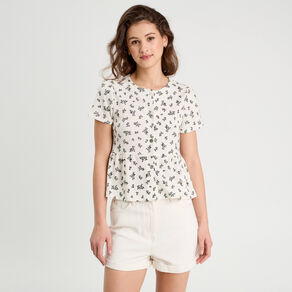 Blouse manches courtes ecru femme