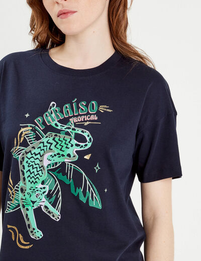T-shirt manches courtes bleu marine femme