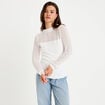Top ajust&eacute; col montant dentelle ecru femme