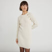 Robe pull d&eacute;tails de boutons ecru femme
