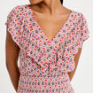 Blouse cintr&eacute;e cropped sans manches blanc femme