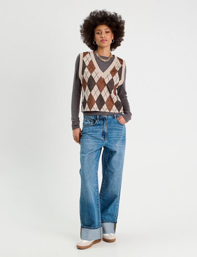 Pull sans manches sable femme