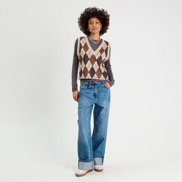 Pull sans manches sable femme