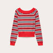 Gilet col bateau rouge femme