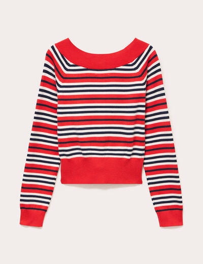Gilet col bateau rouge femme