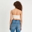 Crop top volants ecru femme