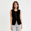Gilet sans manches tweed noir femme