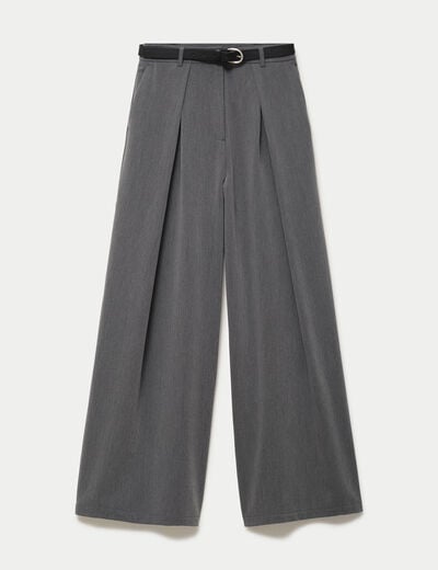 Pantalon bootcut ceinture amovible gris clair femme