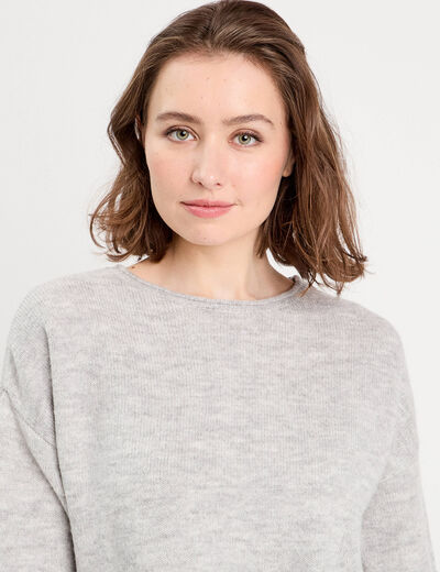 Pull manches longues gris clair femme