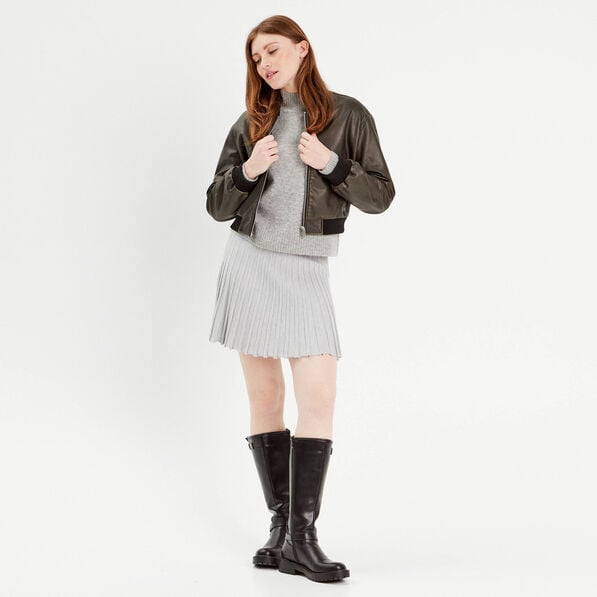 jupe evasee plissee gris clair femme Jupe évasée plissée gris clair femme