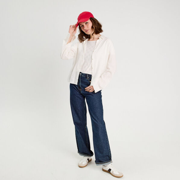 T-shirt broderie anglaise ecru femme