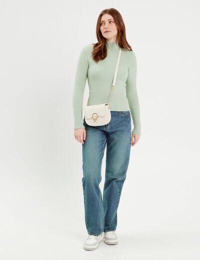 Pull avec col montant vert fluo femme