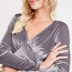 T-shirt velours cintré gris argent femme