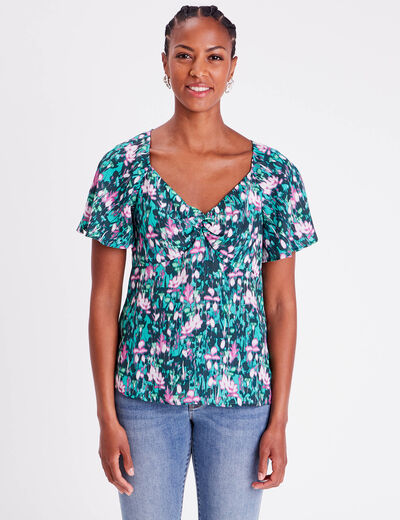 Blouse manches courtes vert femme