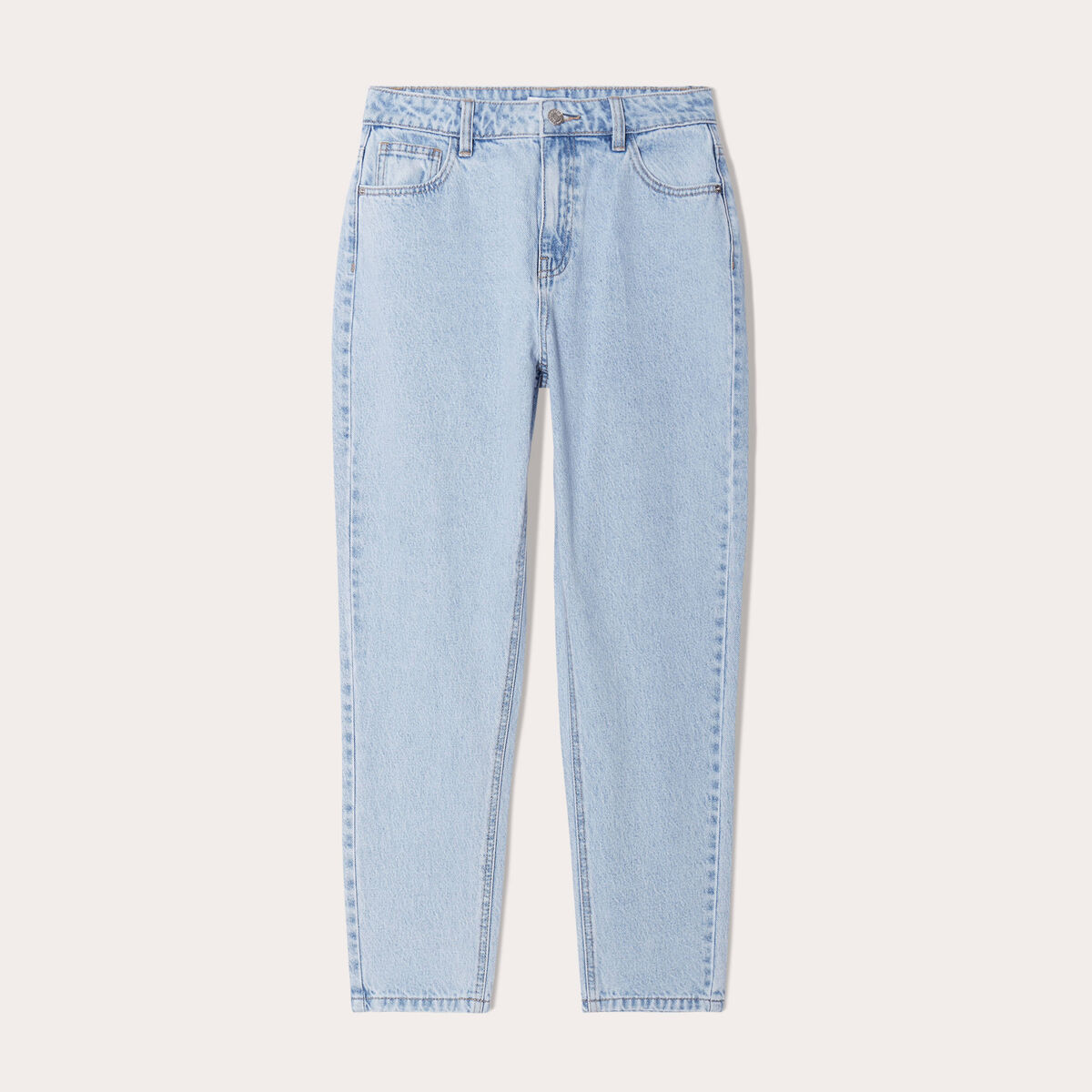 Jeans mom taille haute denim bleach femme