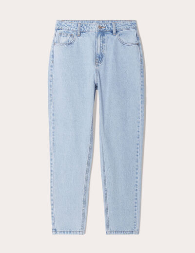Jeans mom taille haute denim bleach femme